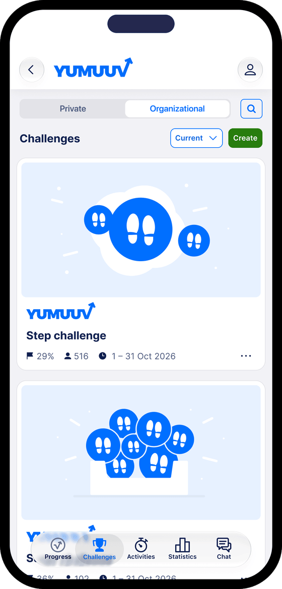 YuMuuv app: the company’s challenge list