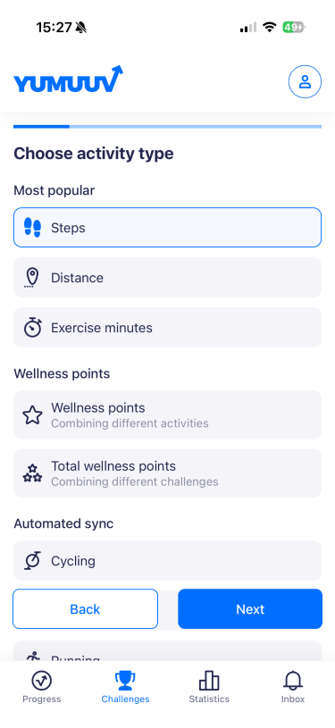 Choose activity type