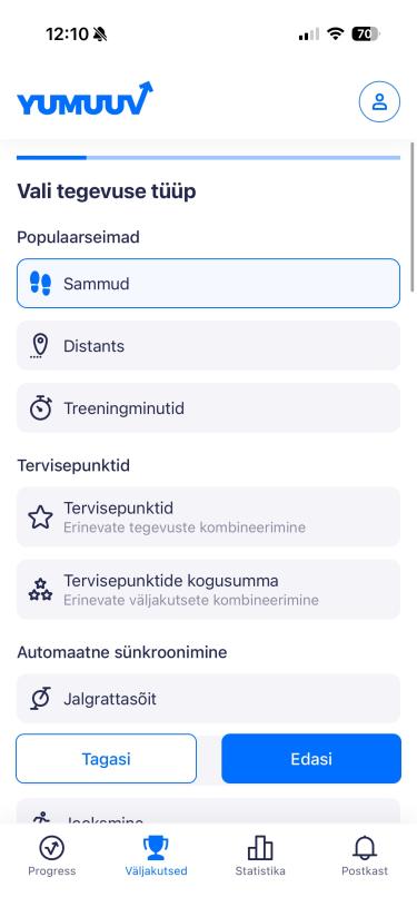 vali tegevuse tüüp