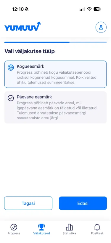 vali väljakutse tüüp