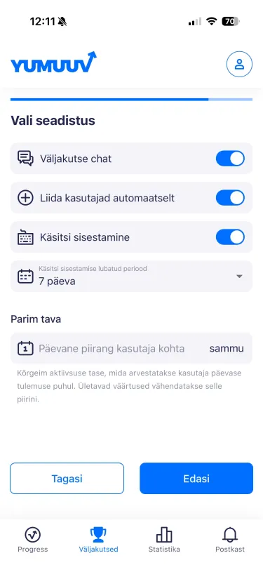 vali seadistus