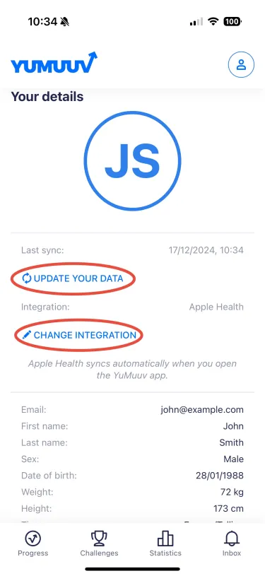 update your data/change integration