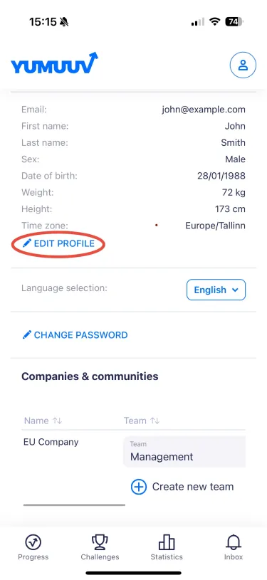 edit profile