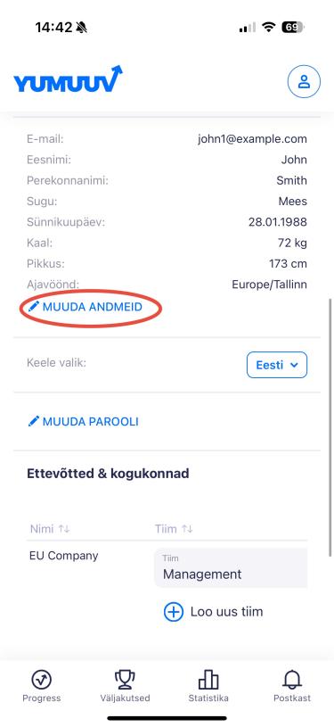 muuda andmeid