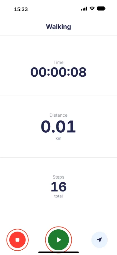 YuMuuv app – Recording paused: stop or resume