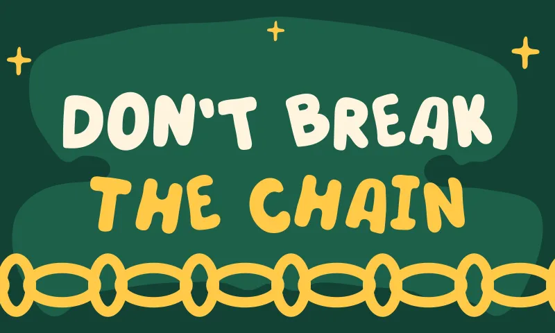 Calendar with a chain of marked days for a habit streak