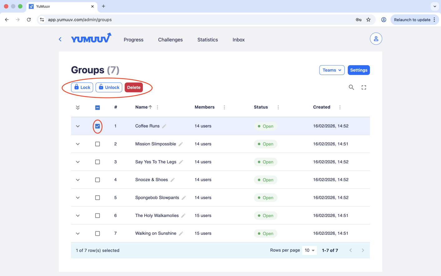 lock, unlock, delete