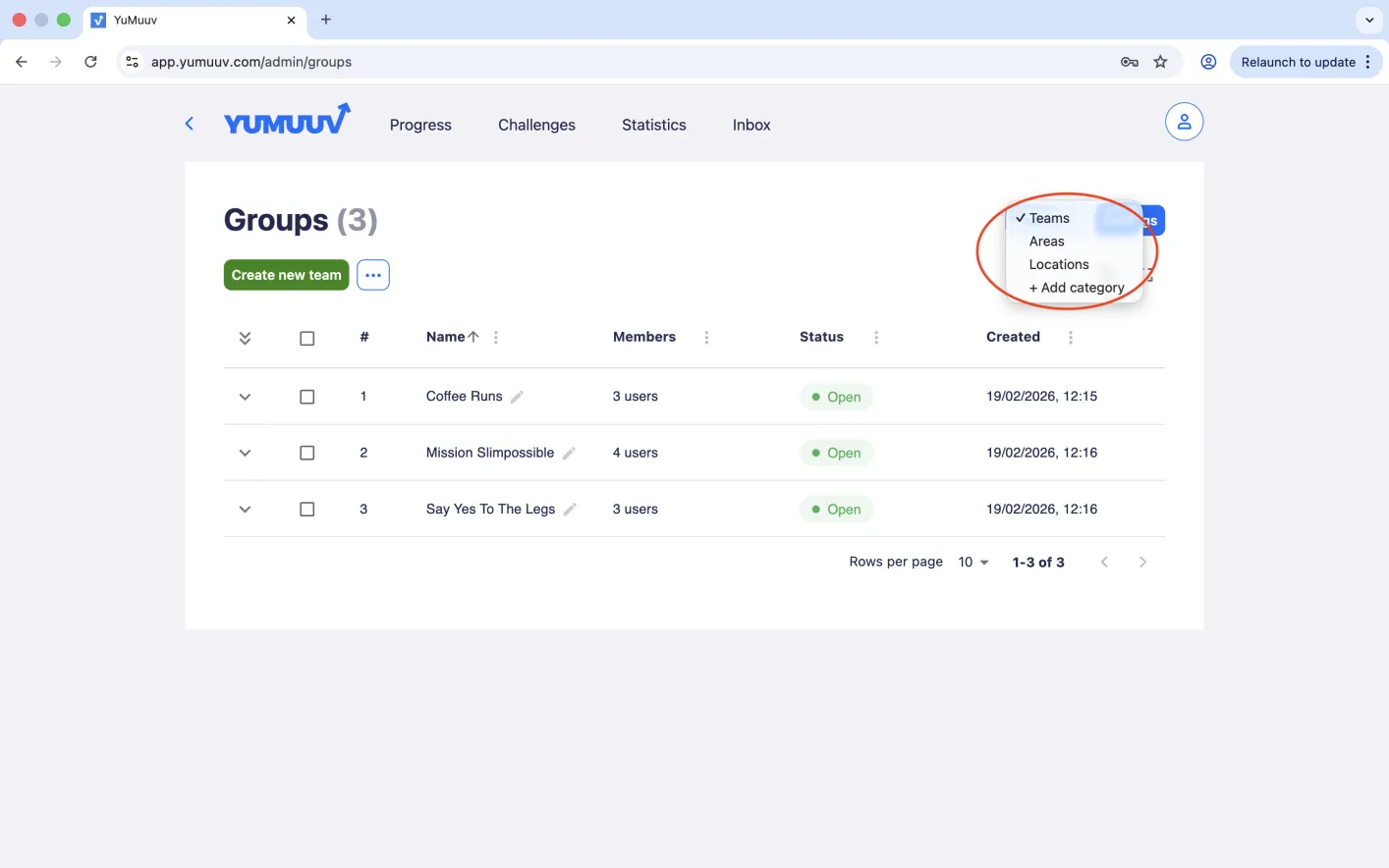 dropdown list
