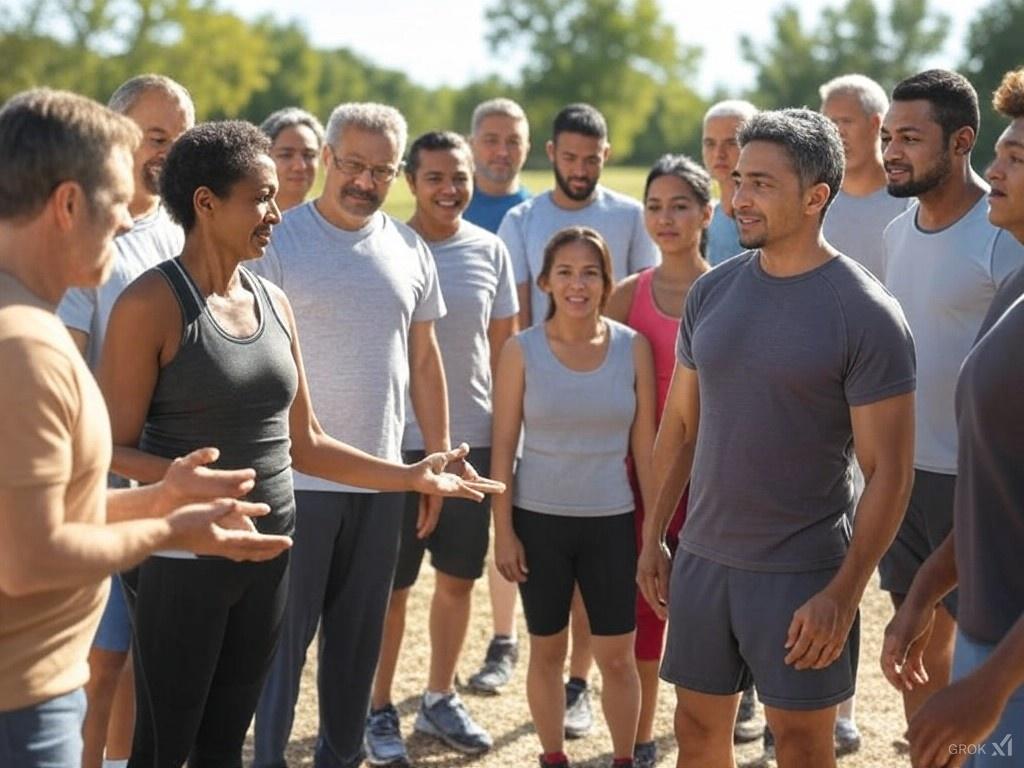 People getting ready to run together