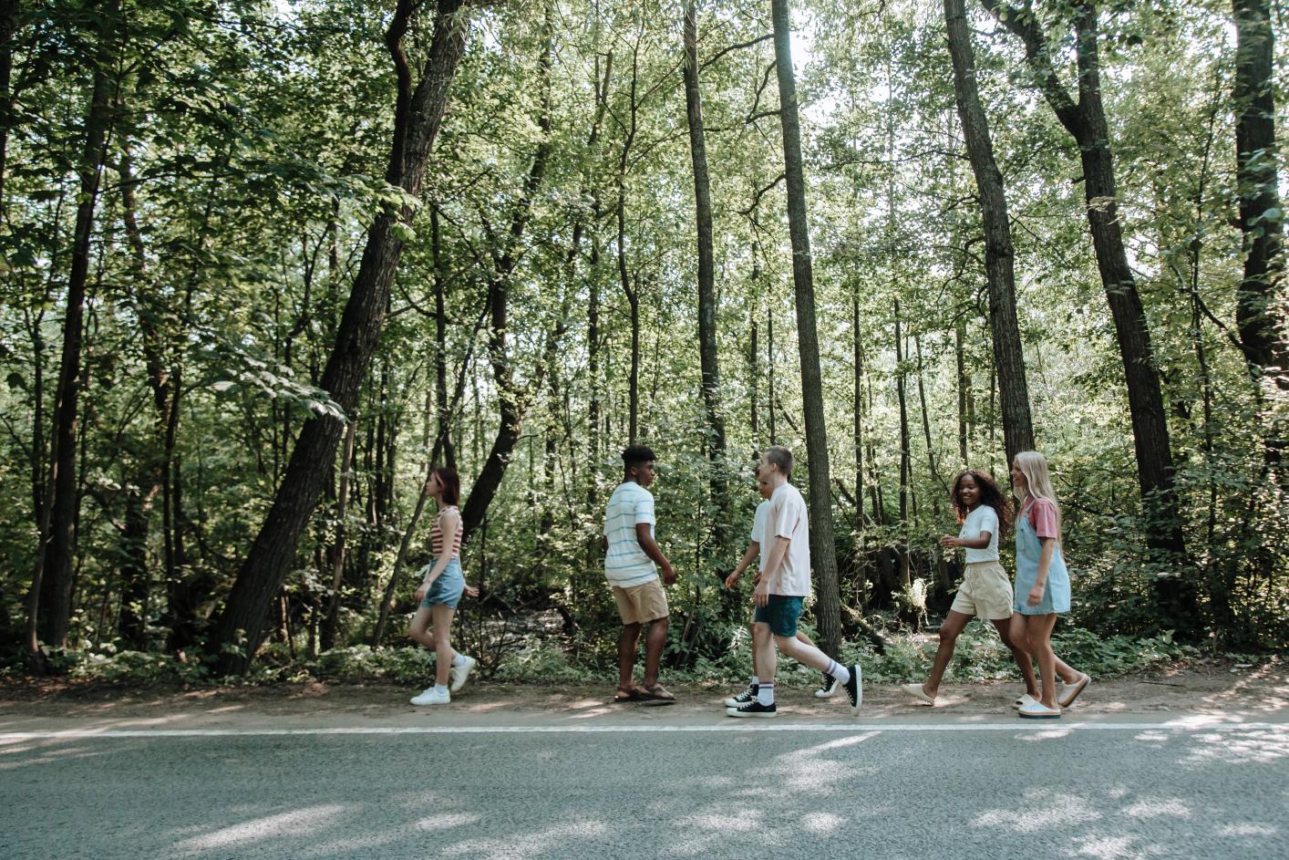 Walking with group