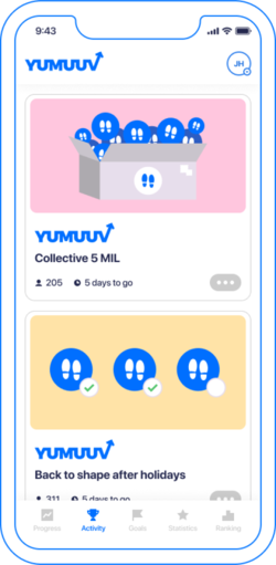 YuMuuv screenshot with challenge types